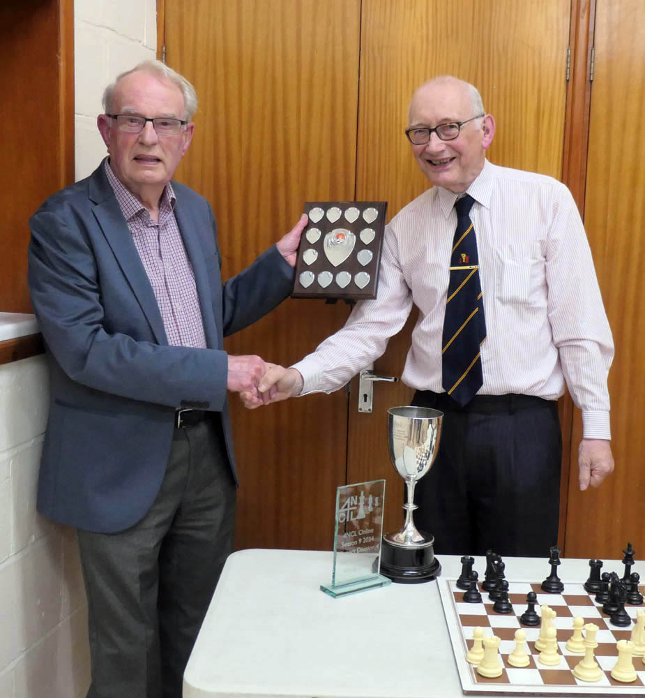 Arnold receives the Jim Friar award for services to Worcestershire chess 30 May 2024