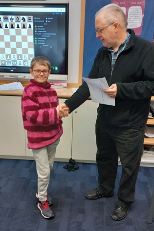 Maurice gets his certificate for coming third at Bewdley