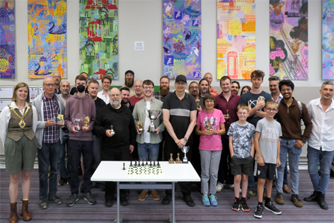 Winners and players with Worcester City Mayor Tor Pingree